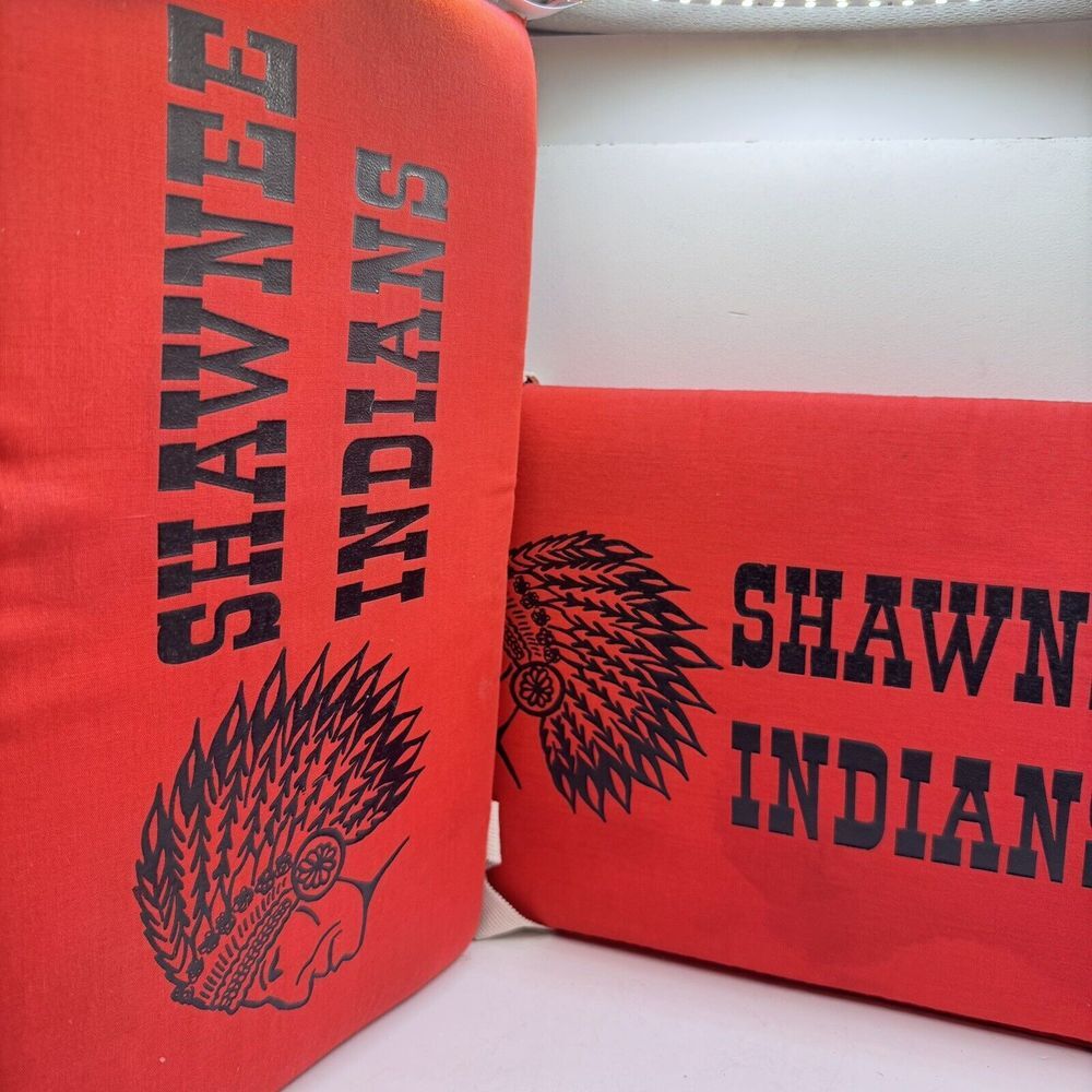 Shawnee Indians Football 2 Vintage Seat Cushions Red With Chief Logo Plymouth PA - Picture 2 of 15